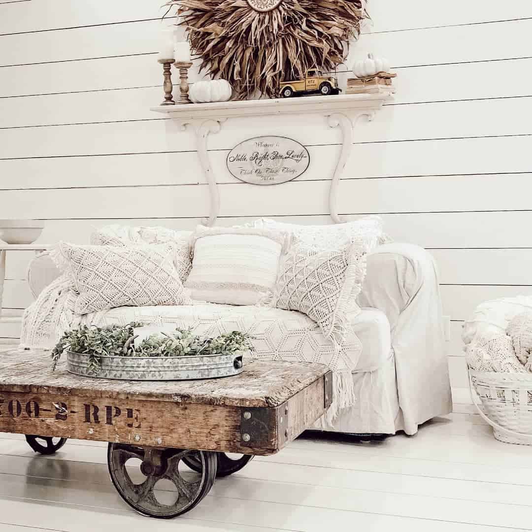 Rustic Cart Coffee Table Adds Industrial Charm