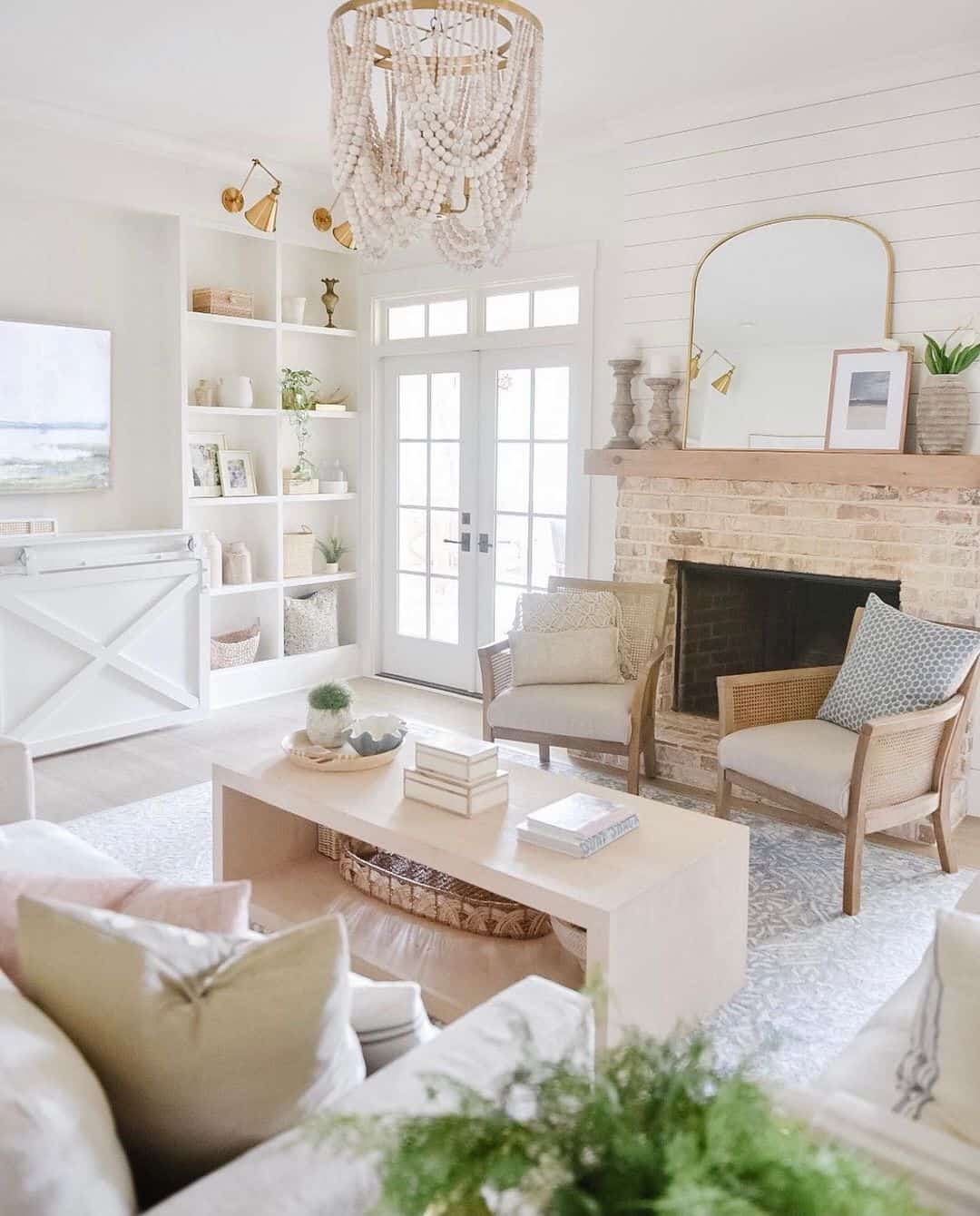 White Shelving Units Organize Entryway Treasures