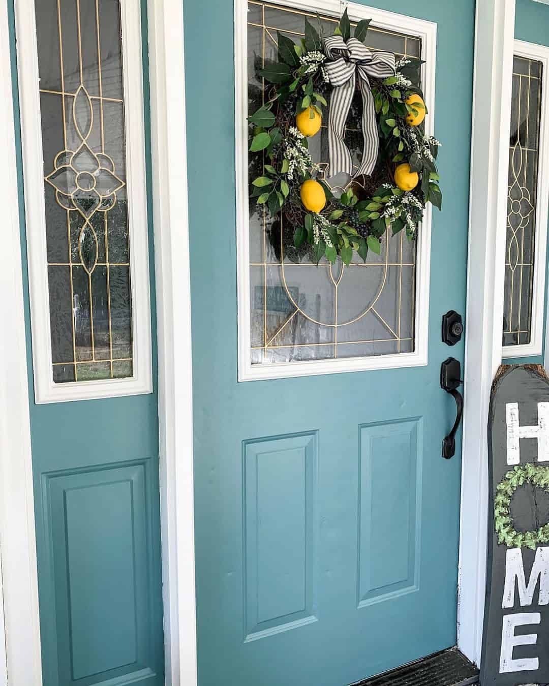 Lemon Wreath with Greenery and Striped Bow