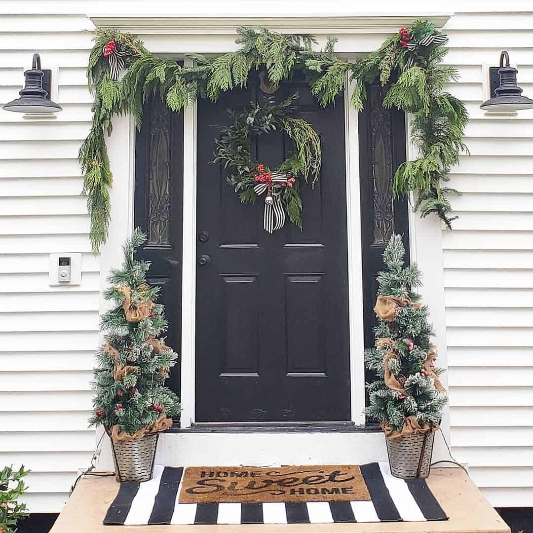 Flocked Mini Trees Add Winter Charm to Your Entryway
