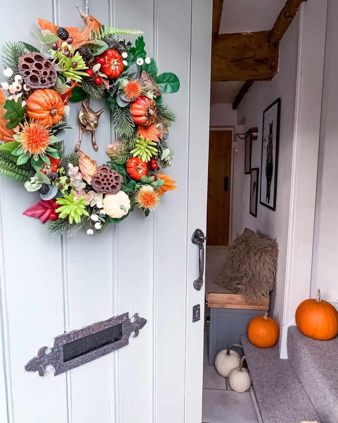 Abundant Autumn Wreath with Miniature Pumpkins