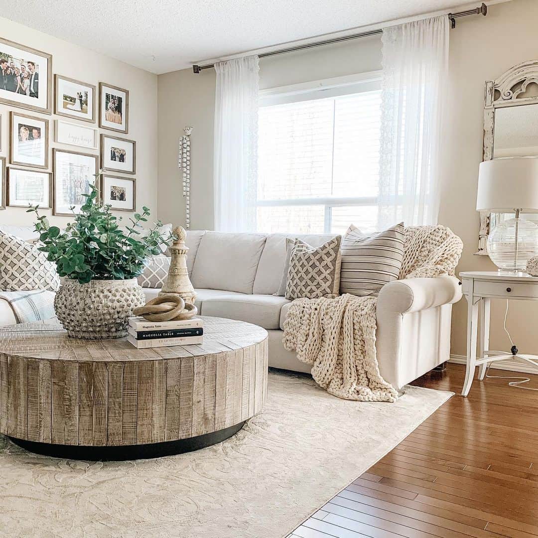 Chunky Wood Table Anchored by Books and Nautical Accents