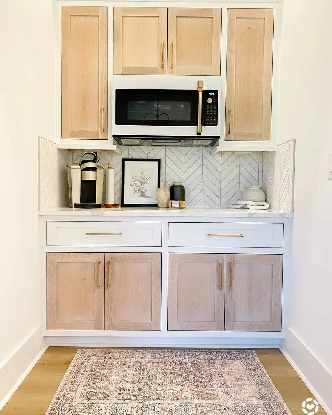 Two-Tone Cabinets Blend Natural Wood with Crisp White