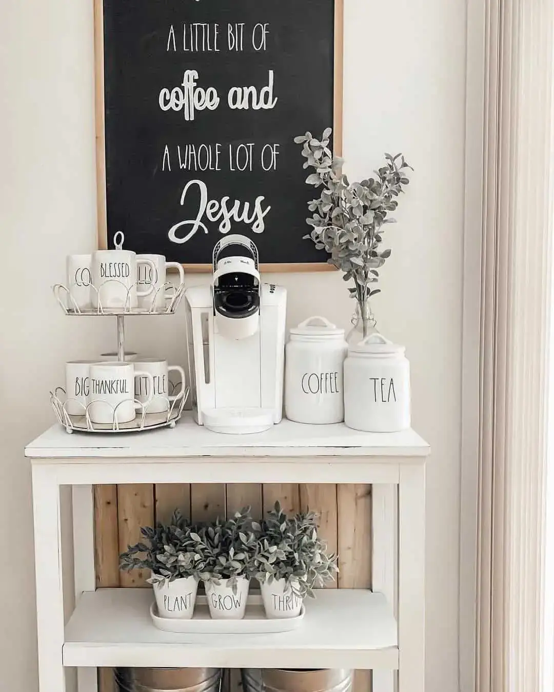 White Canisters Labelled for Coffee and Tea Storage