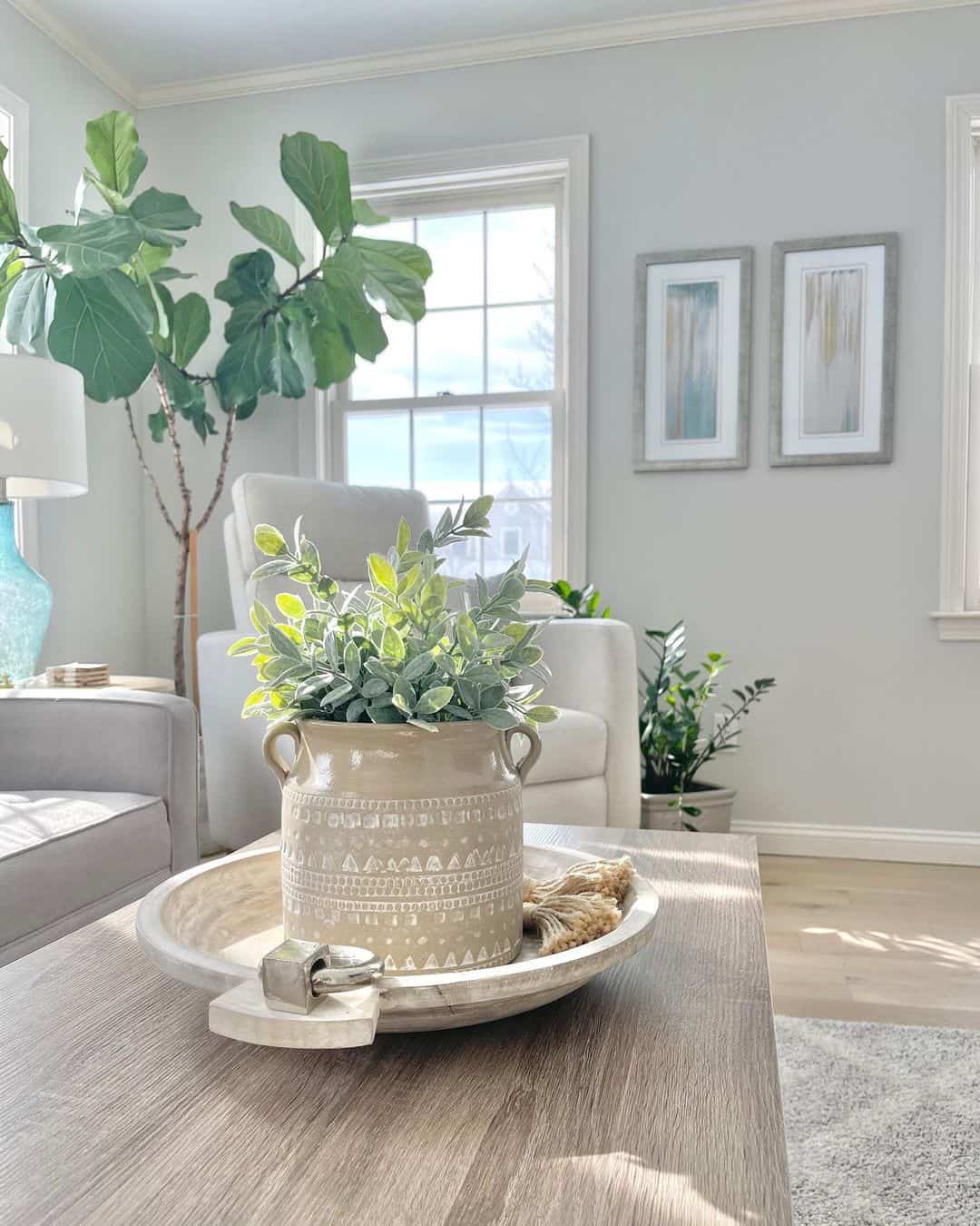 Anchor a Bowl with a Textured Ceramic Vase