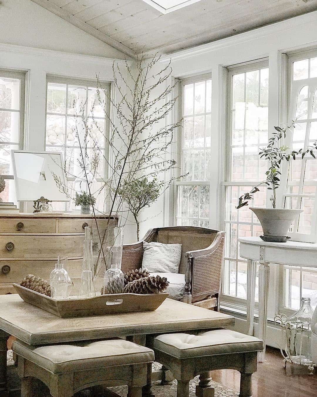 Shallow Wooden Tray with Natural Accents