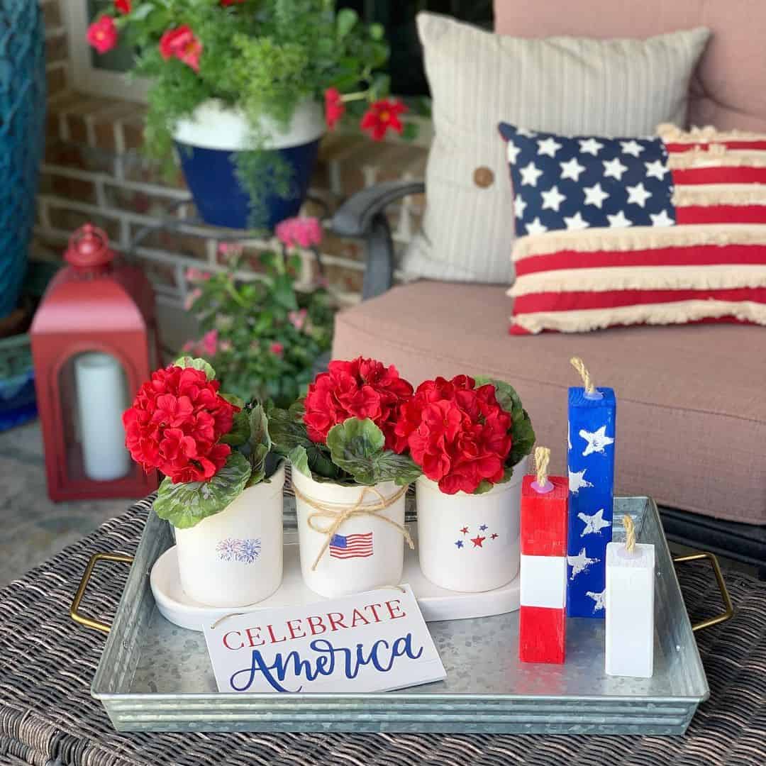Galvanized Tray for Patriotic Potted Plants
