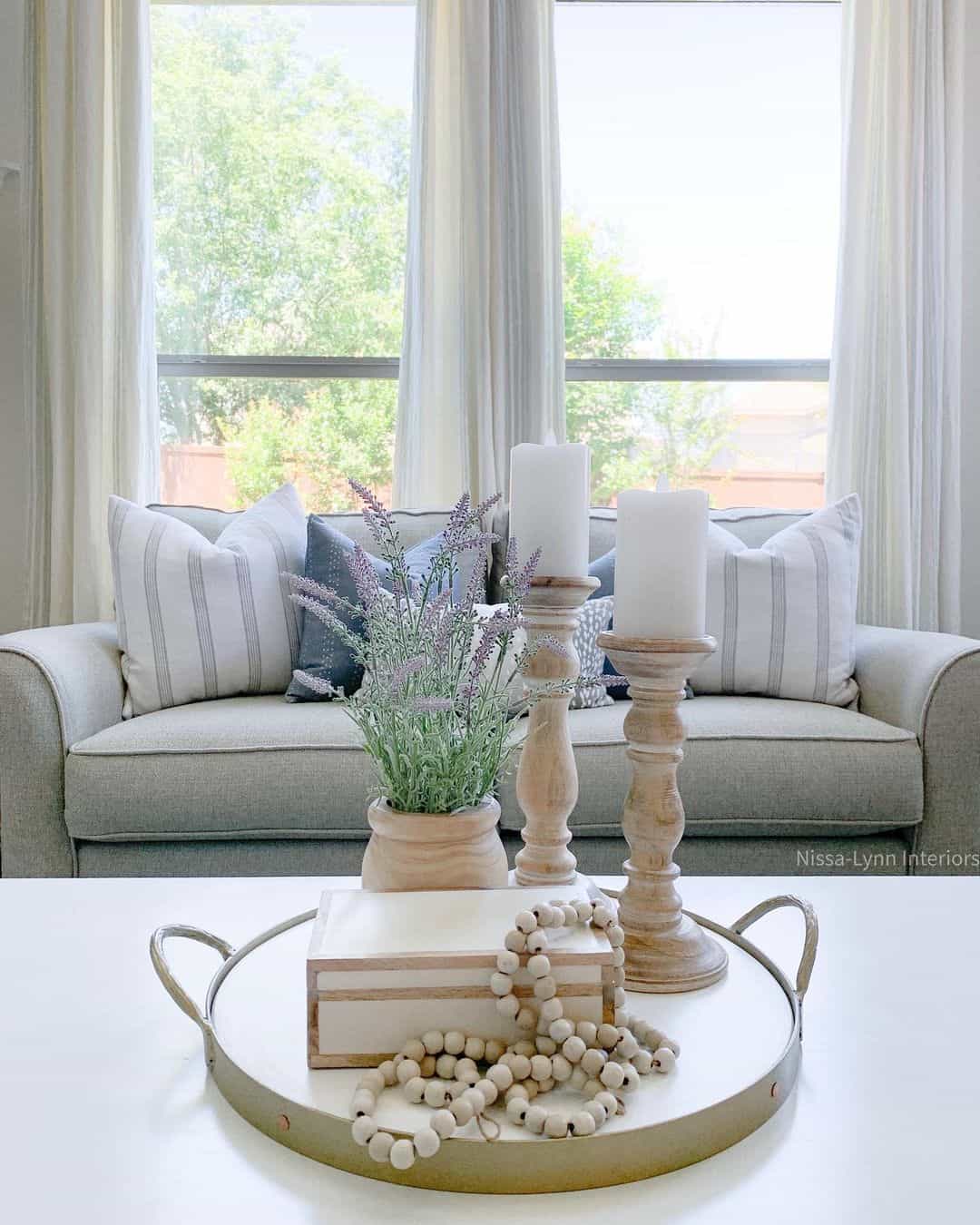 Round Metal Tray Grounds a Layered Vignette