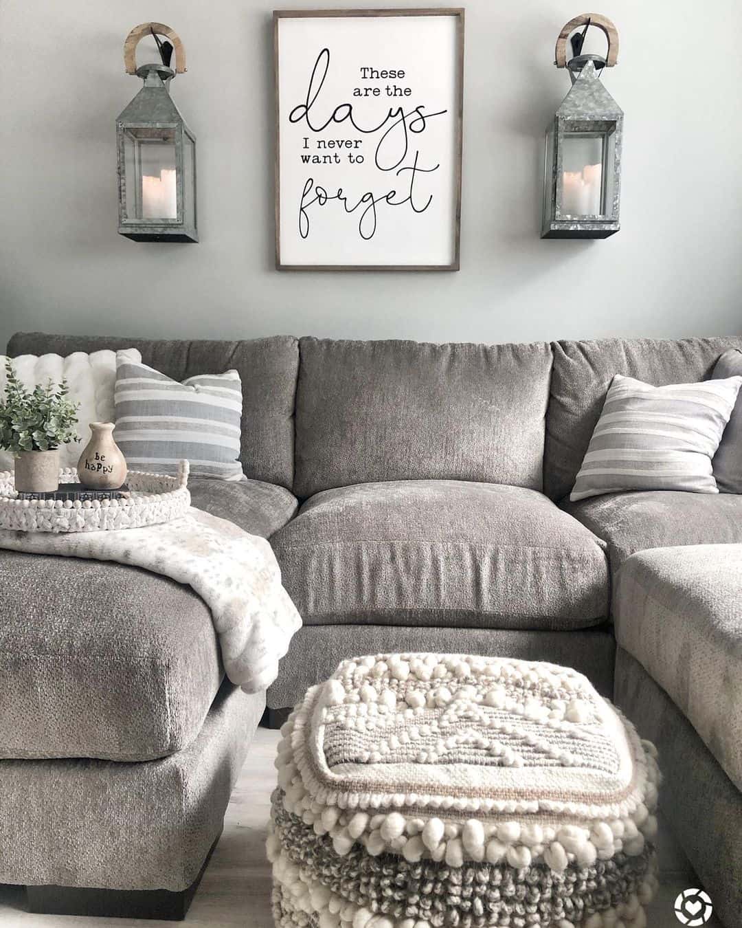 Galvanized Lanterns Frame Sentiment Art Above Your Sofa