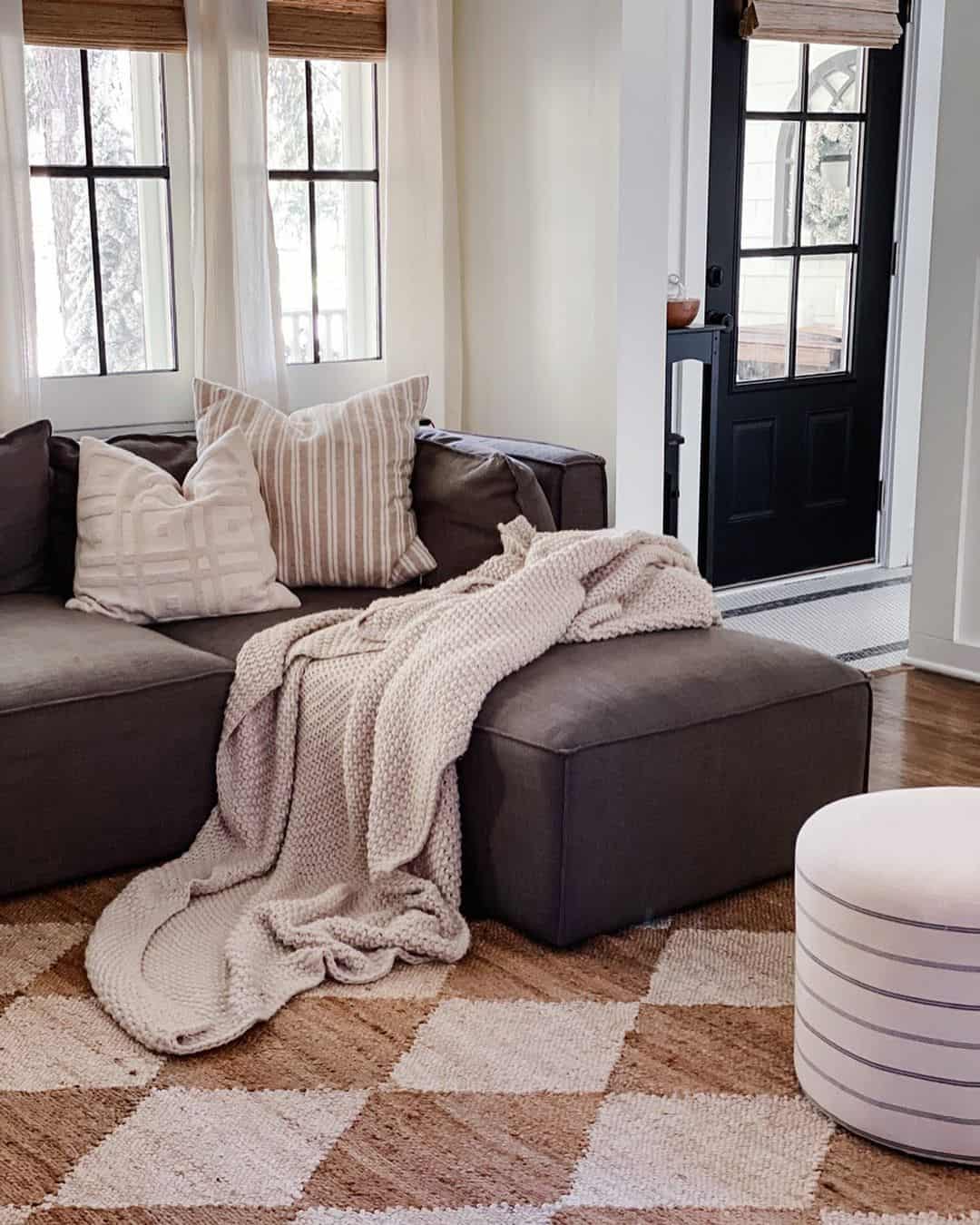 Textured Ottoman Adds a Soft Landing Spot