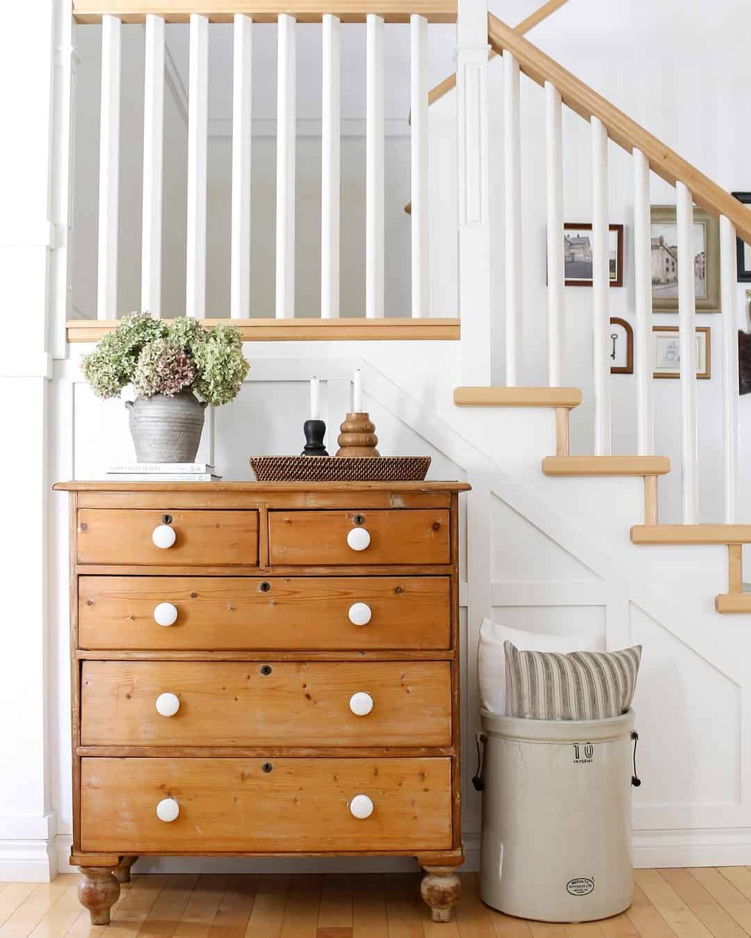 Wooden Dresser with Simple Ceramic Knobs
