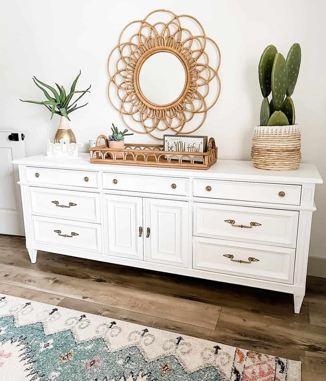 Rattan Tray Organizes Small Decor Pieces