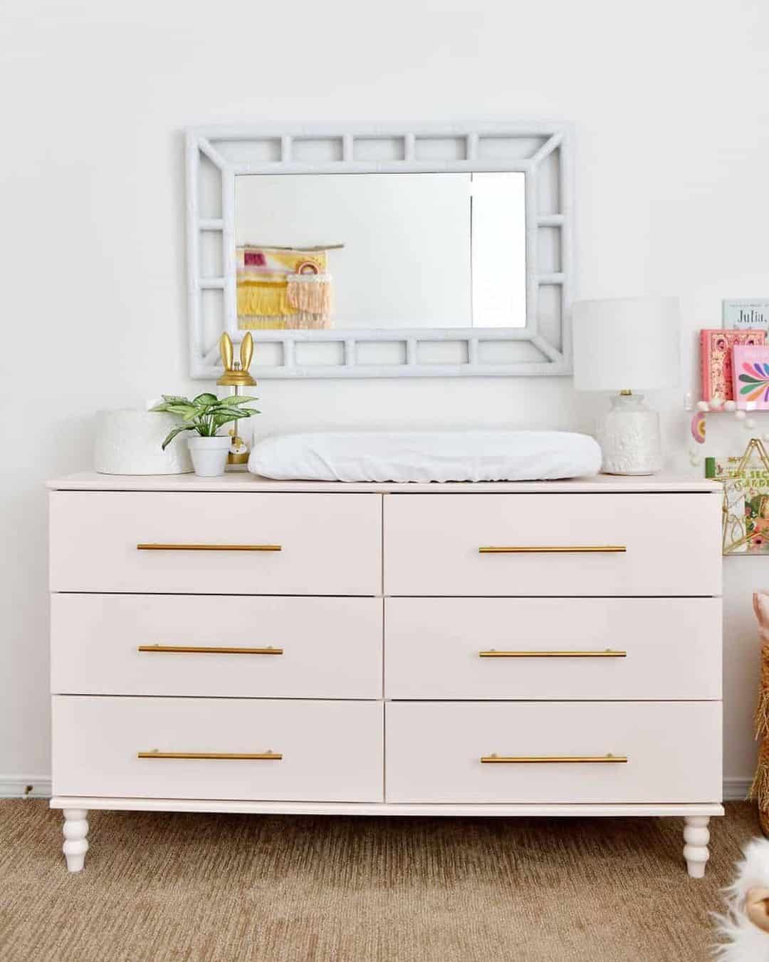 Geometric Mirror Frames Pastel Dresser Display