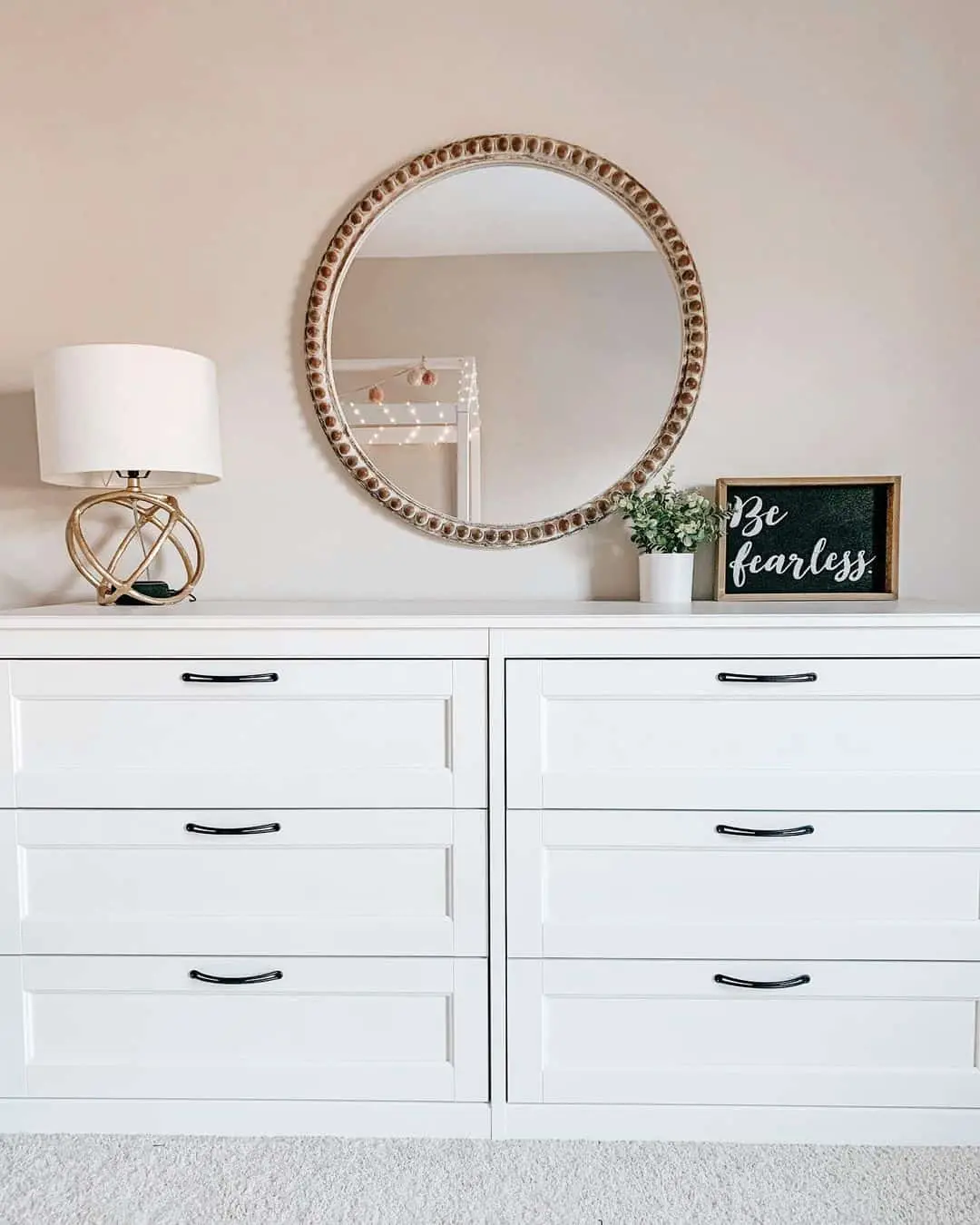 Beaded Frame Mirror Adds Textured Interest