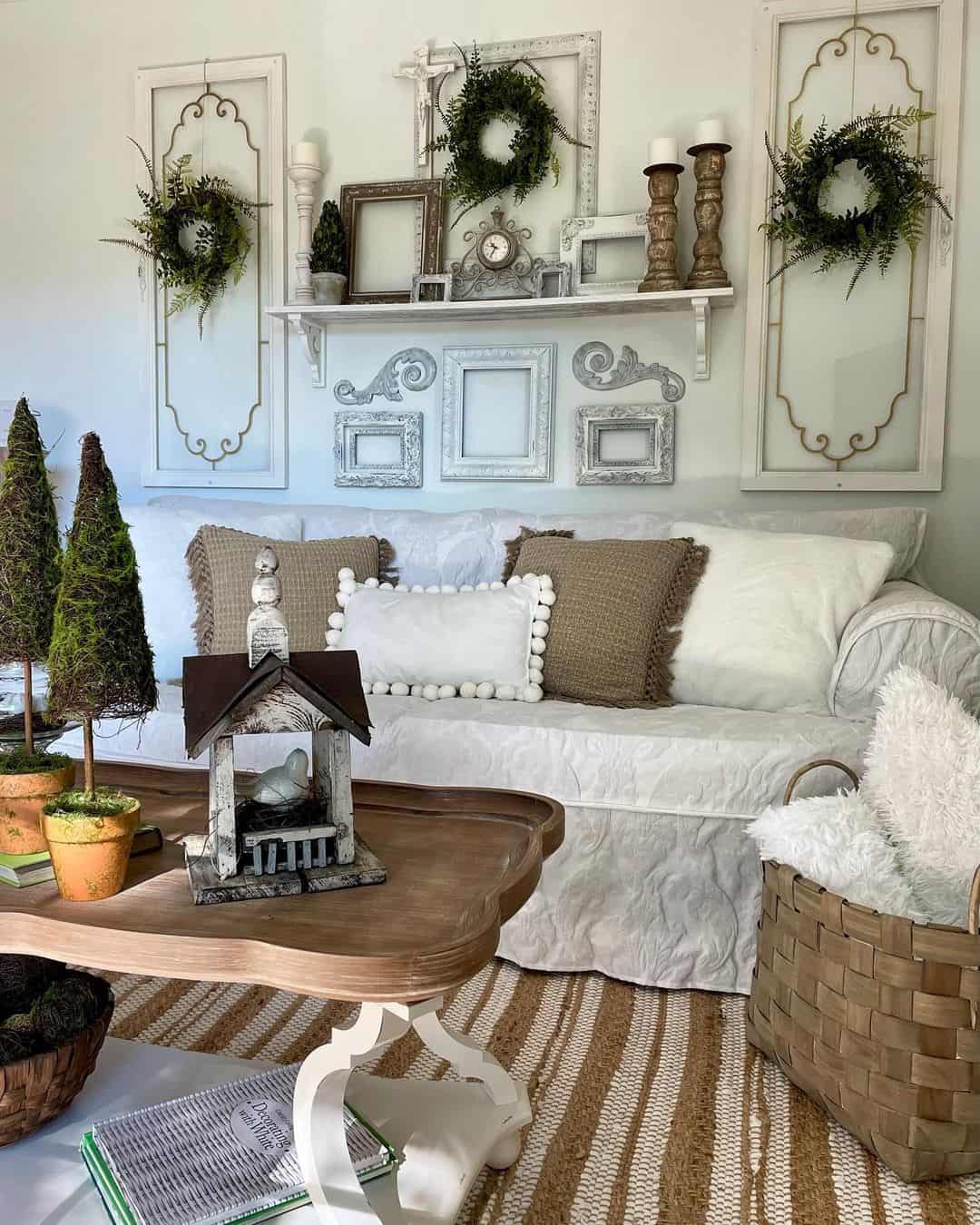 Gallery Wall of Ornate Frames and Wreaths