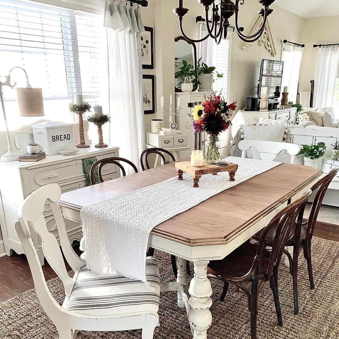 Textured White Runner on Wood Table