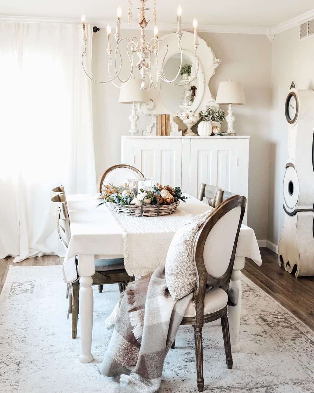 Neutral Fall Decor in a Woven Basket