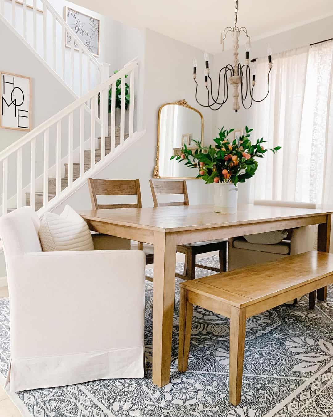 Light Wood Dining Bench for Flexible Seating