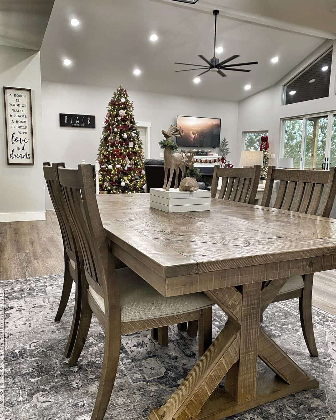 Wood Table with Herringbone Pattern Top