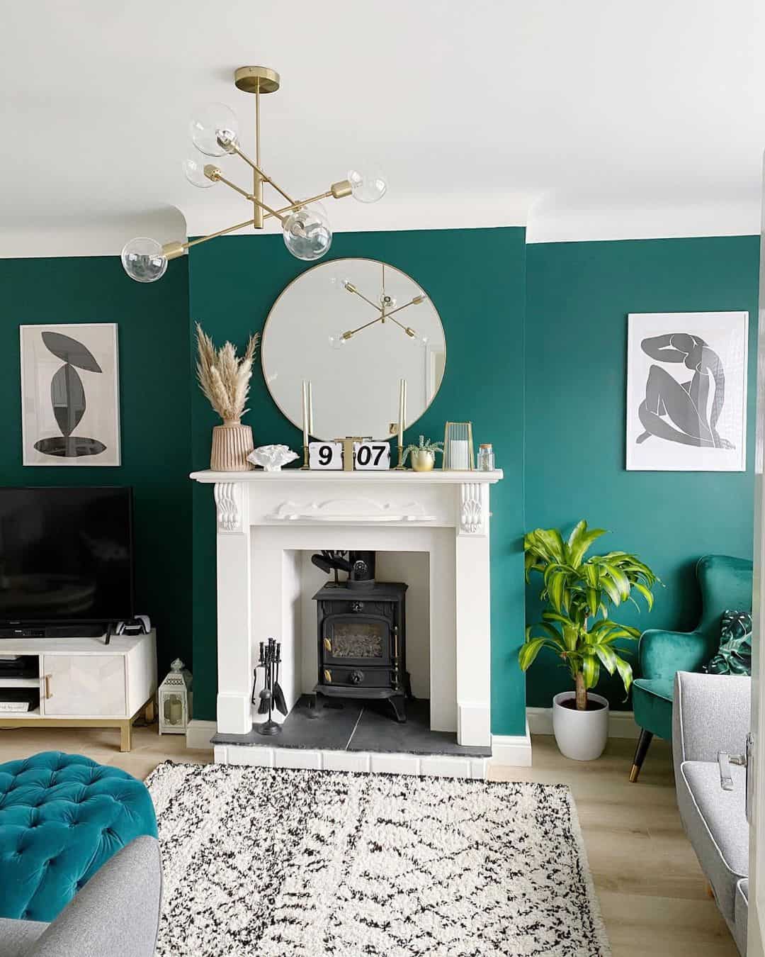 Amplify Light With a Round Mirror Above the Mantel