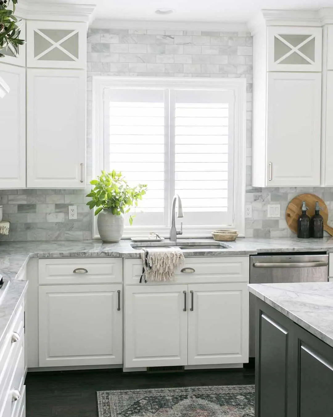 Glass Cabinet Doors With X-Detail Add Architectural Interest