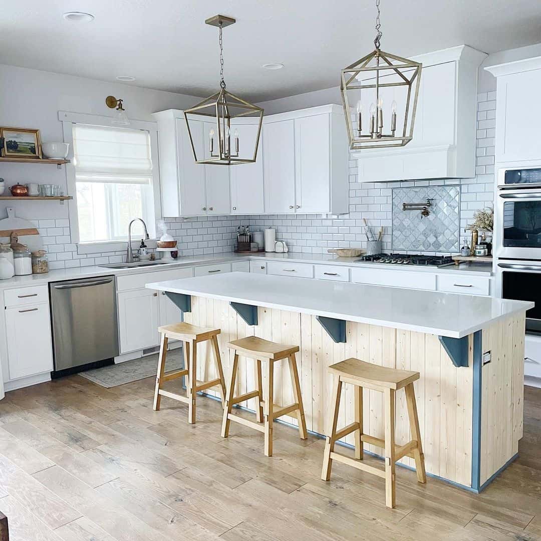 Introduce Rustic Texture with a Pine Plank Island Base