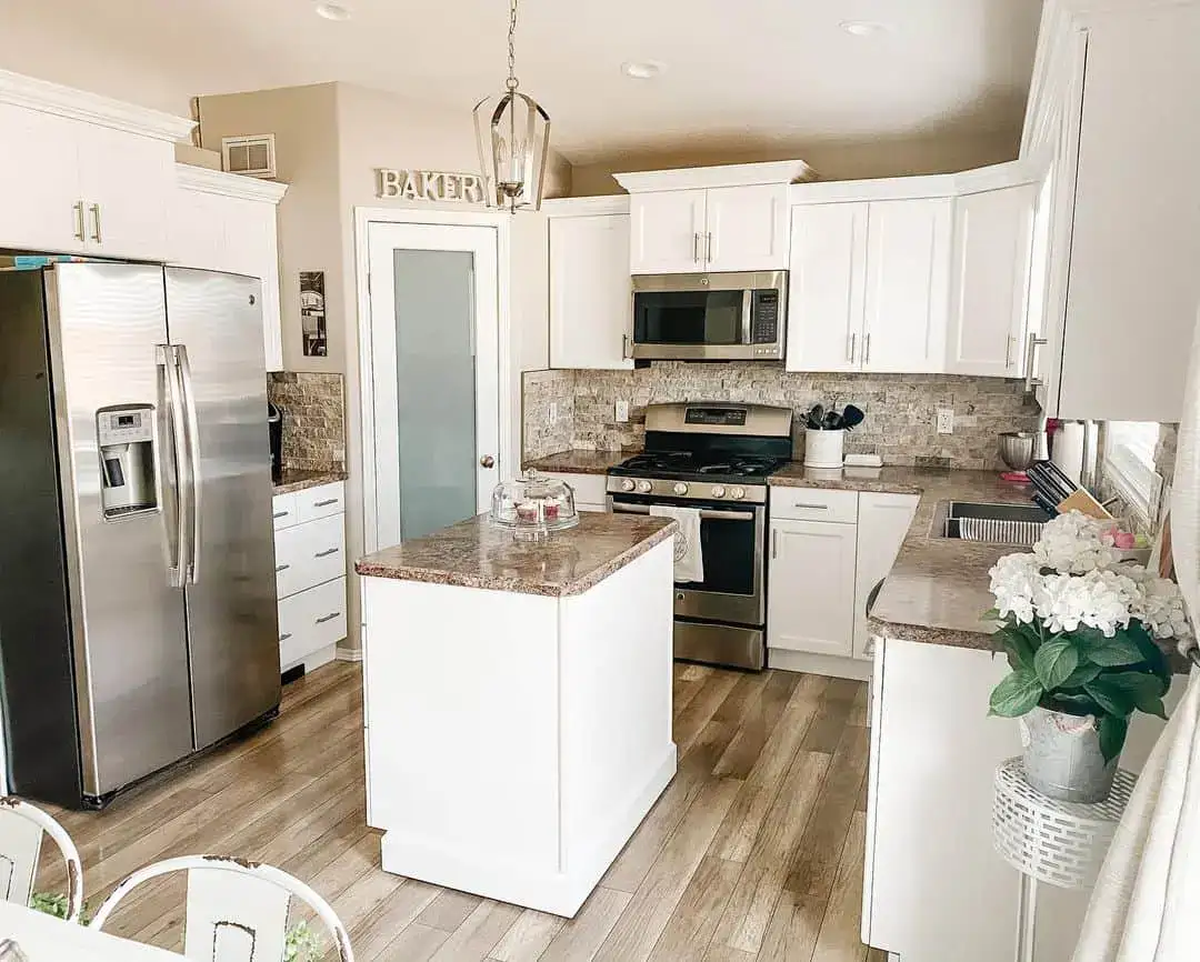 Showcase Treats on a White Island with a Granite Top