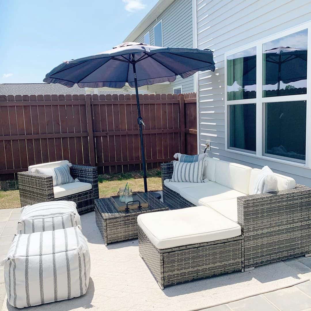 Woven Ottoman Trays Create Cozy Outdoor Seating Areas