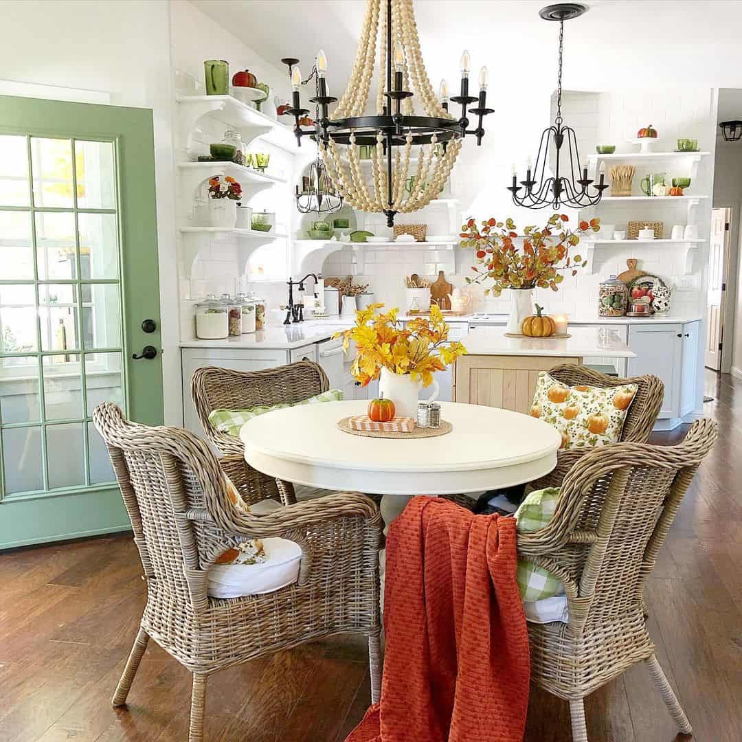 Woven Chairs with Patterned Pillows Add Cozy Fall Accents