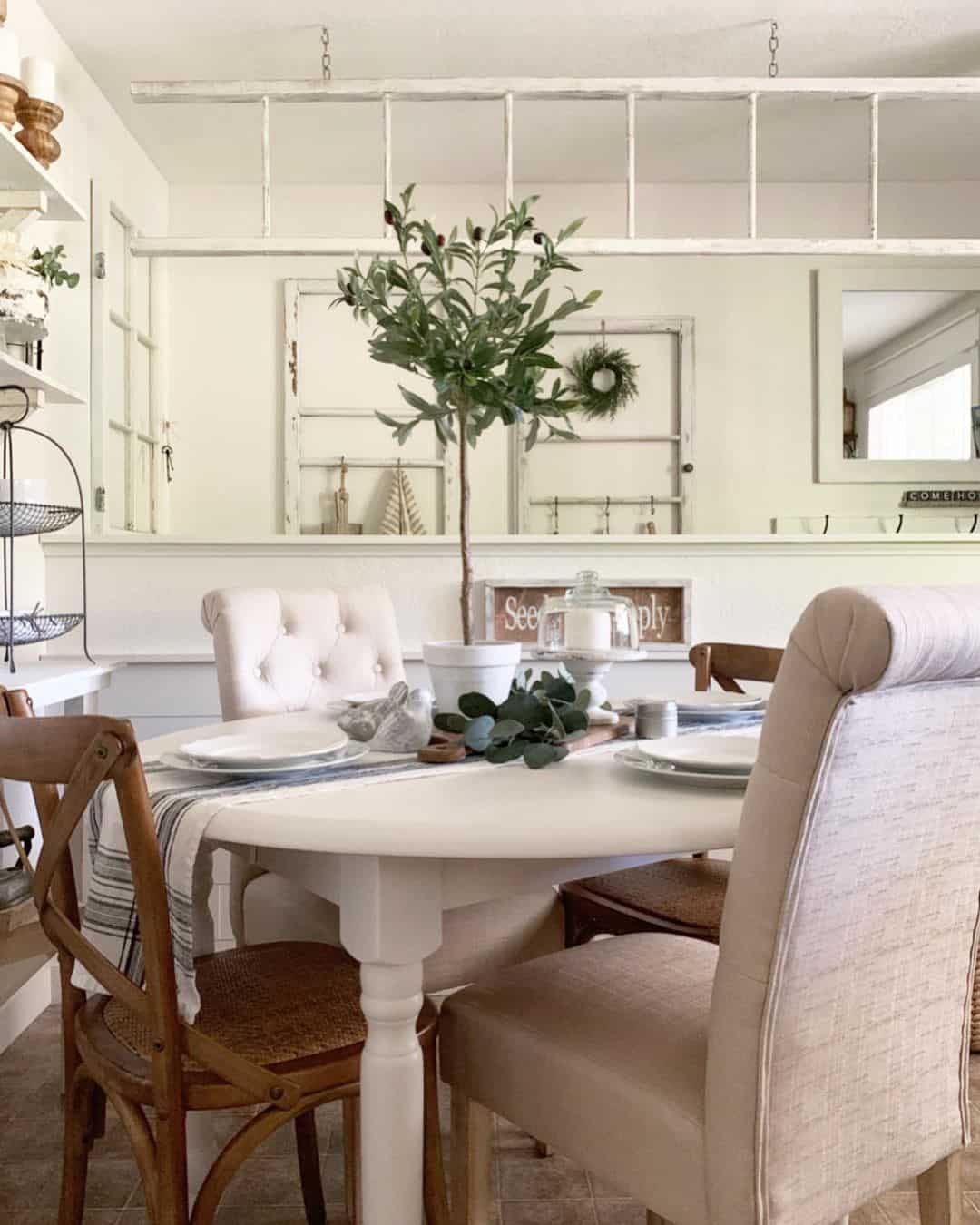 Tufted Upholstered Chairs Add Softness Around White Table