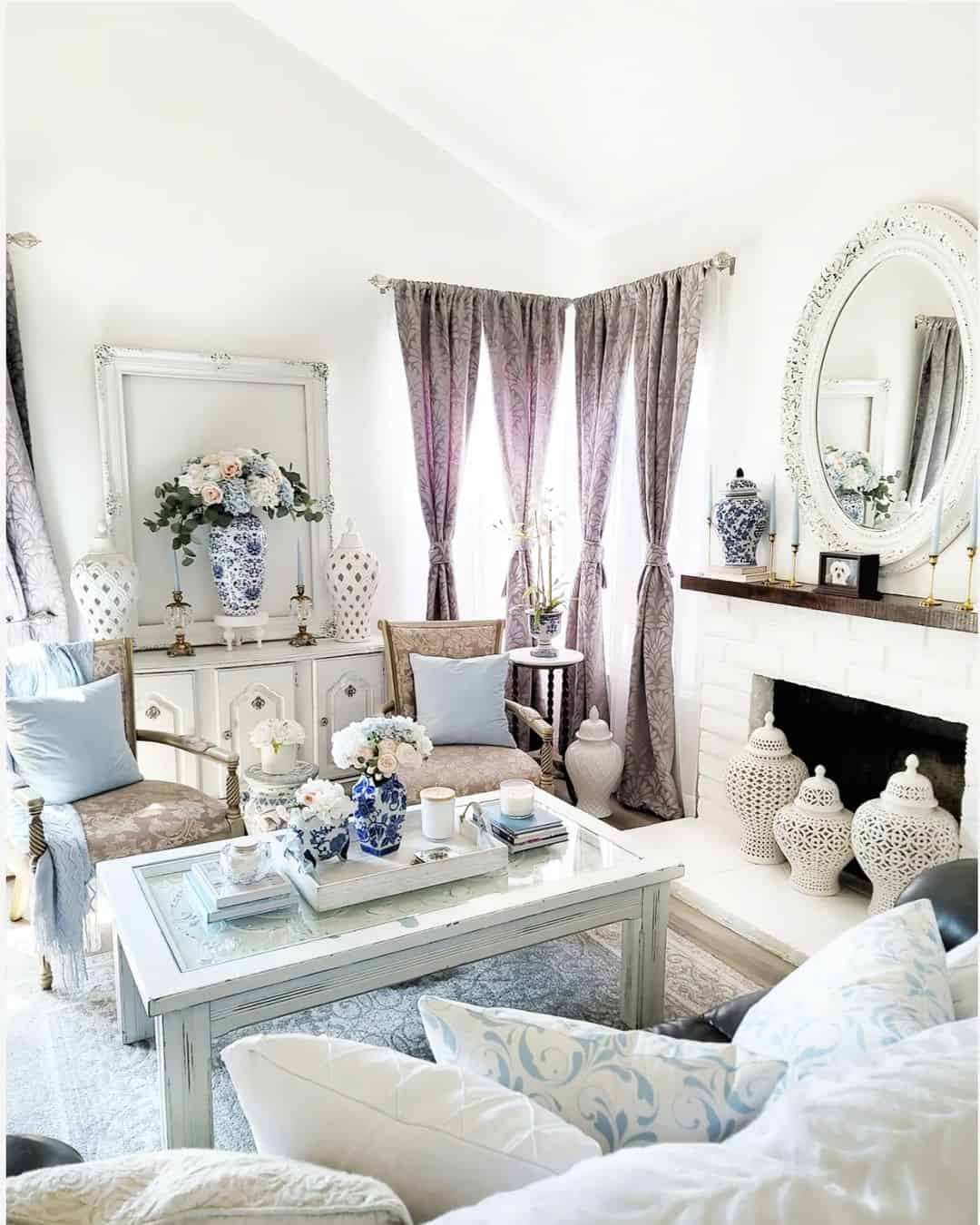 Ornate White Frame Acts as an Accent Wall Backdrop