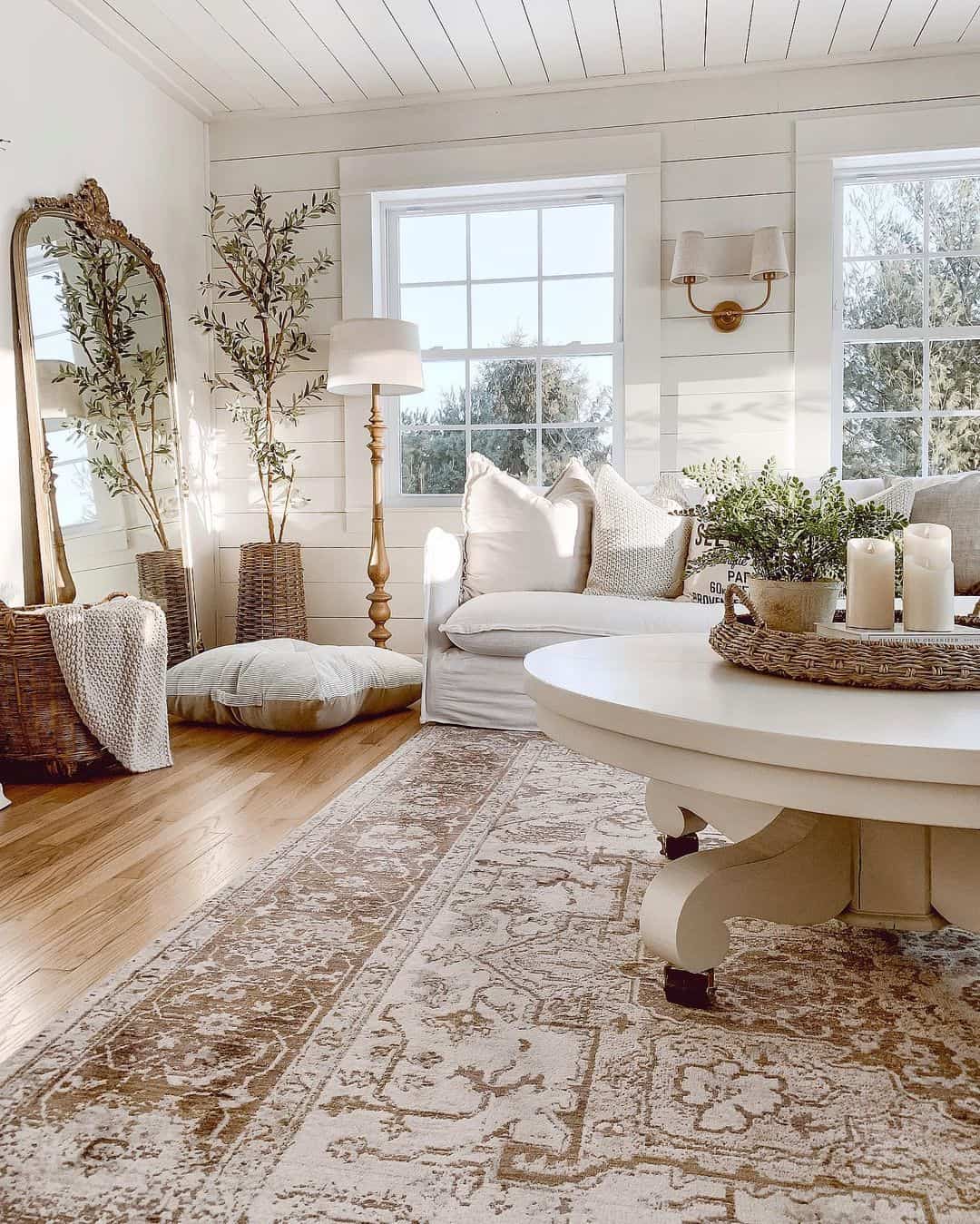 Reflect Natural Light and Greenery with an Ornate Floor Mirror
