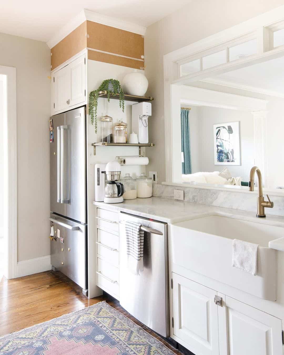 Keep Countertop Items Accessible on Open Shelves