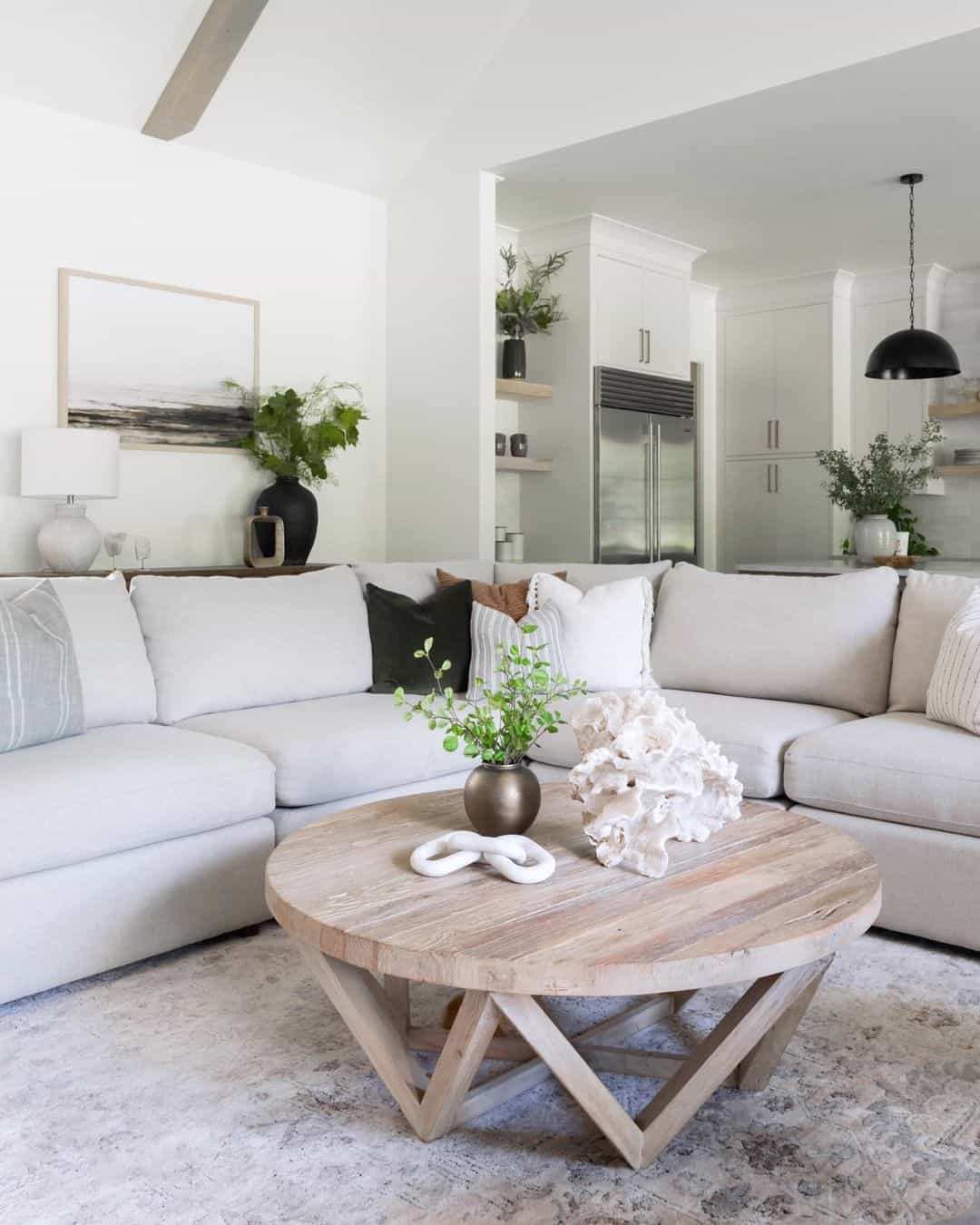 Round Wood Coffee Table with Natural Texture