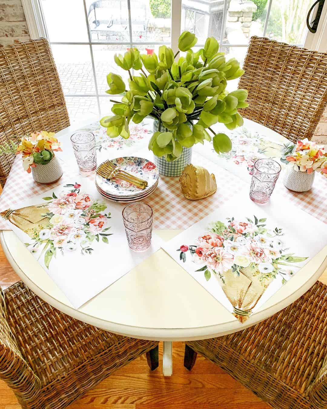 Layer Floral Placemats Over Gingham for a Festive Table