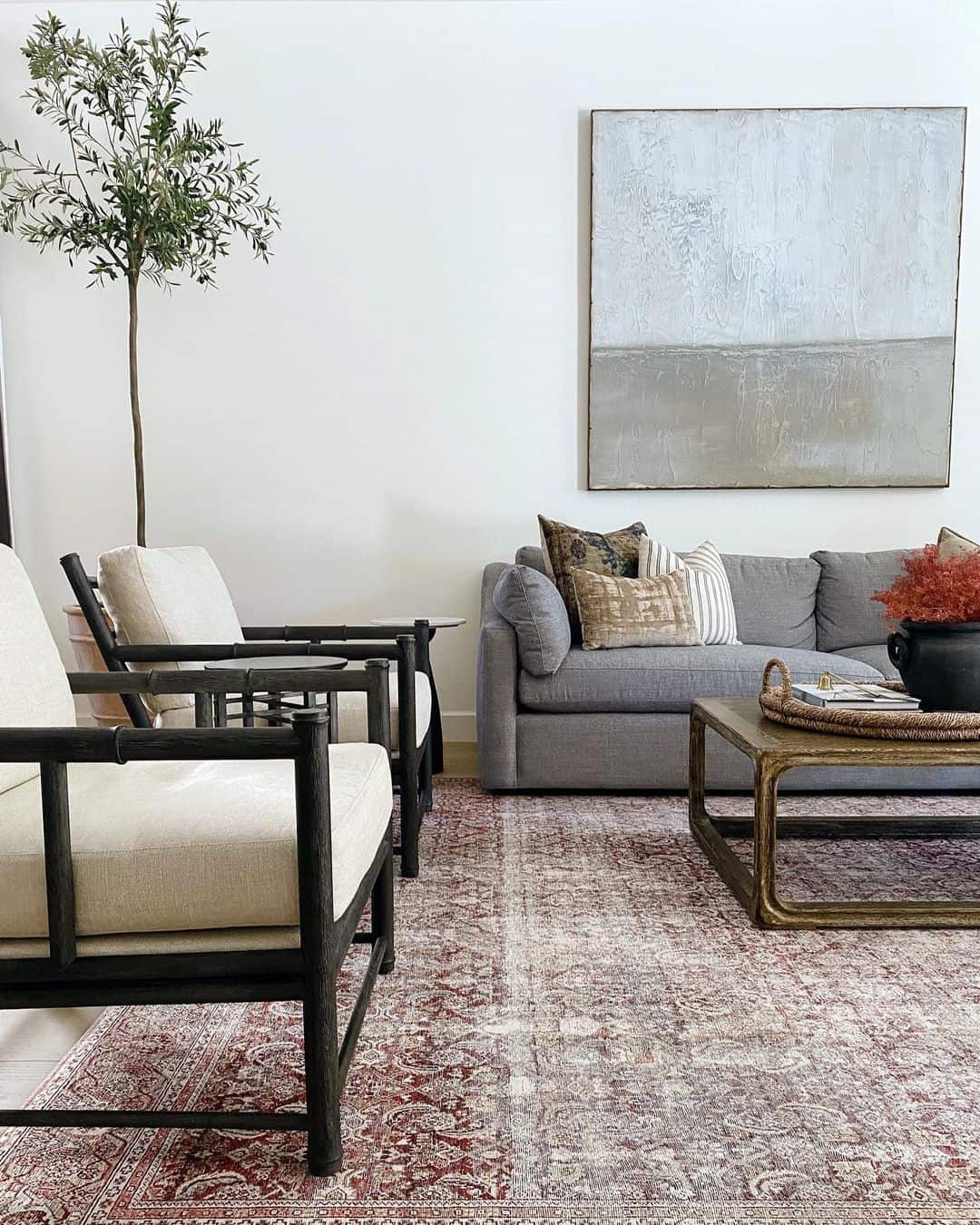 Rectangular Table with Woven Tray Top
