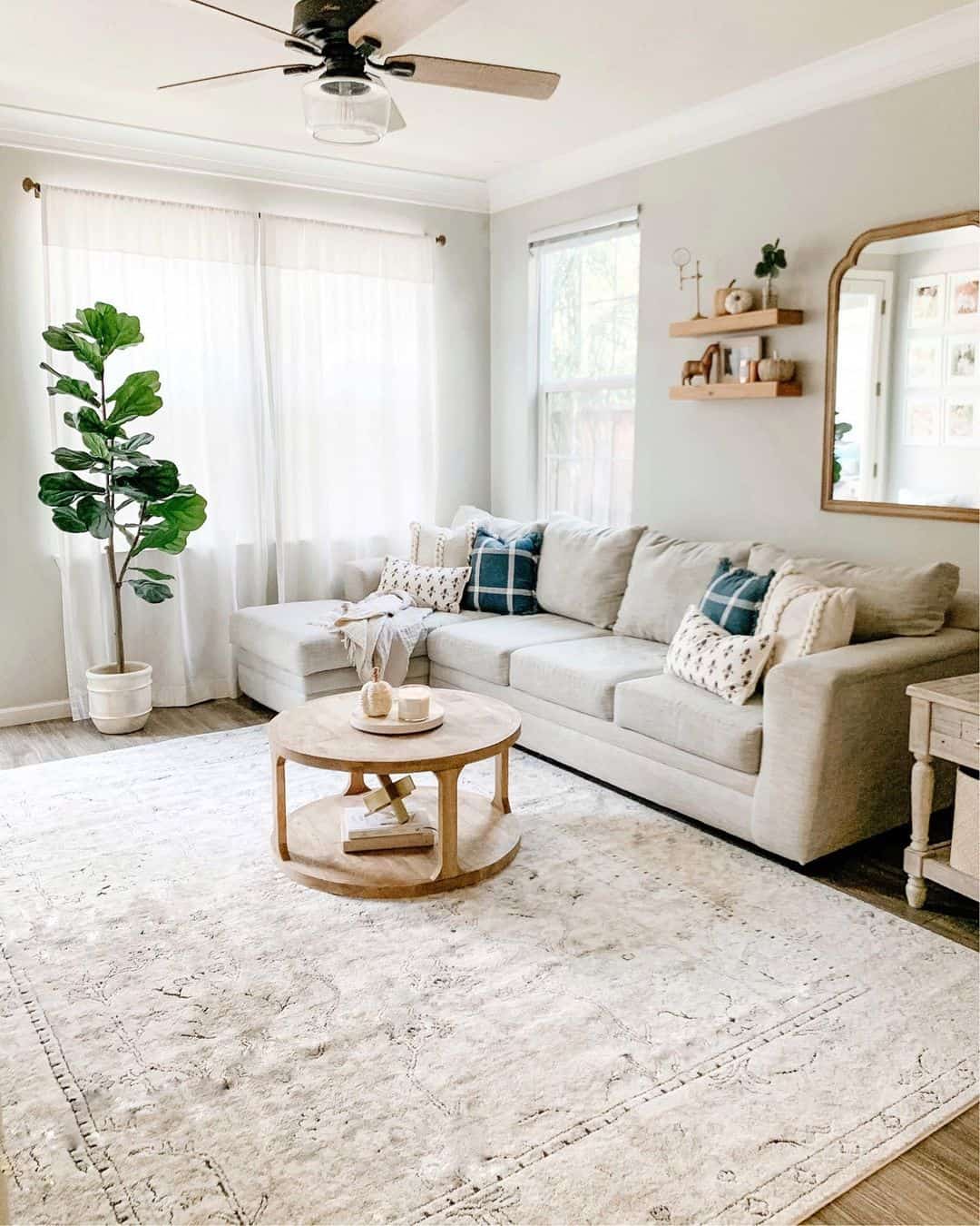 Round Wood Coffee Table With Two Tiers for Layered Display