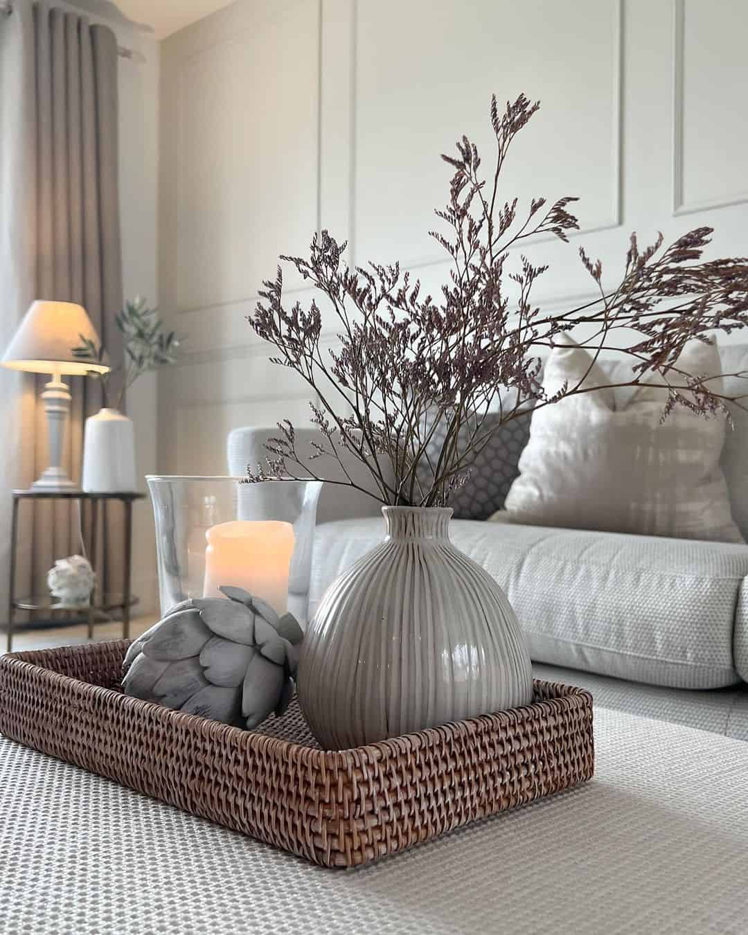 Woven Tray Groups Decorative Objects for a Cozy Vignette