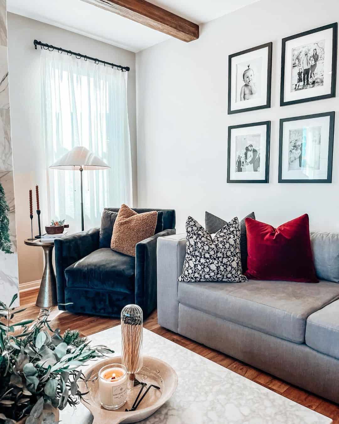 Gallery Wall of Black-Framed Family Photos