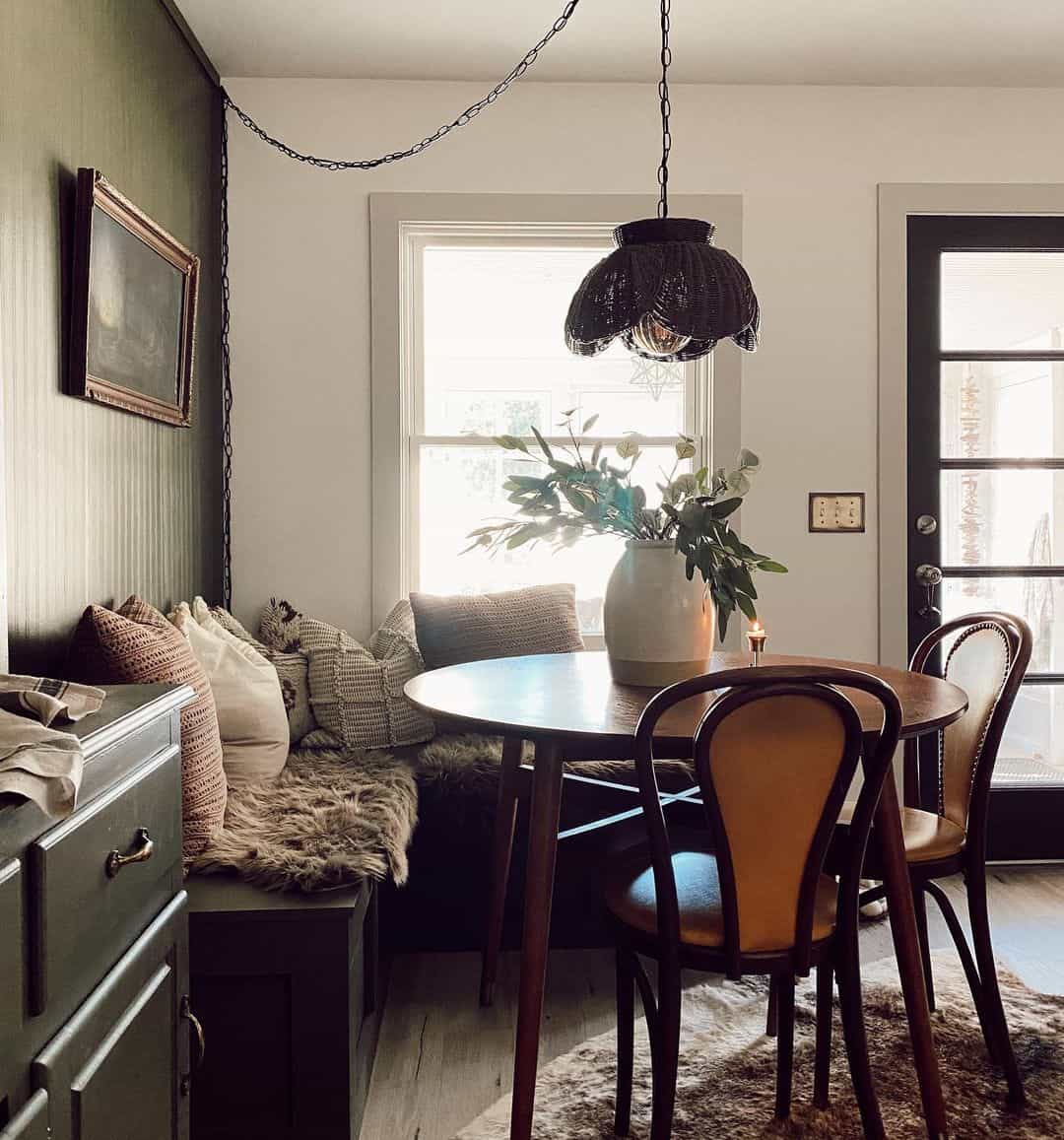 Layer Faux Fur Rugs on Built-In Bench Seating for Plush Comfort