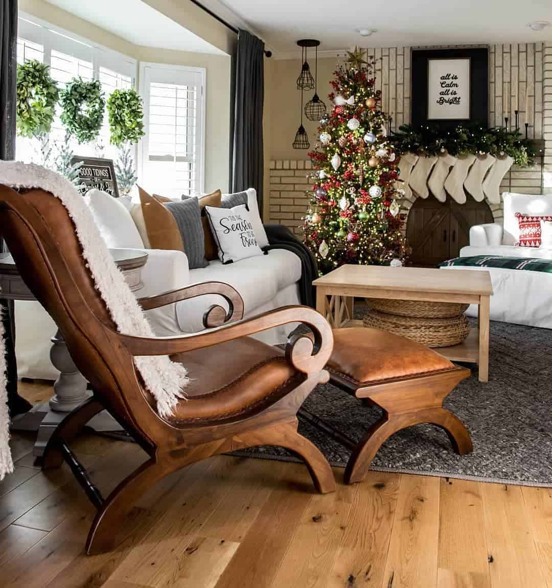 Leather Sling Chair and Ottoman Create a Cozy Reading Nook