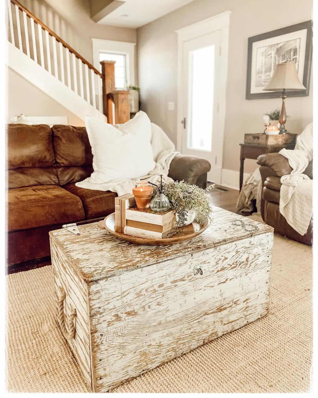Distressed Wooden Trunk Offers Unique Storage and Surface