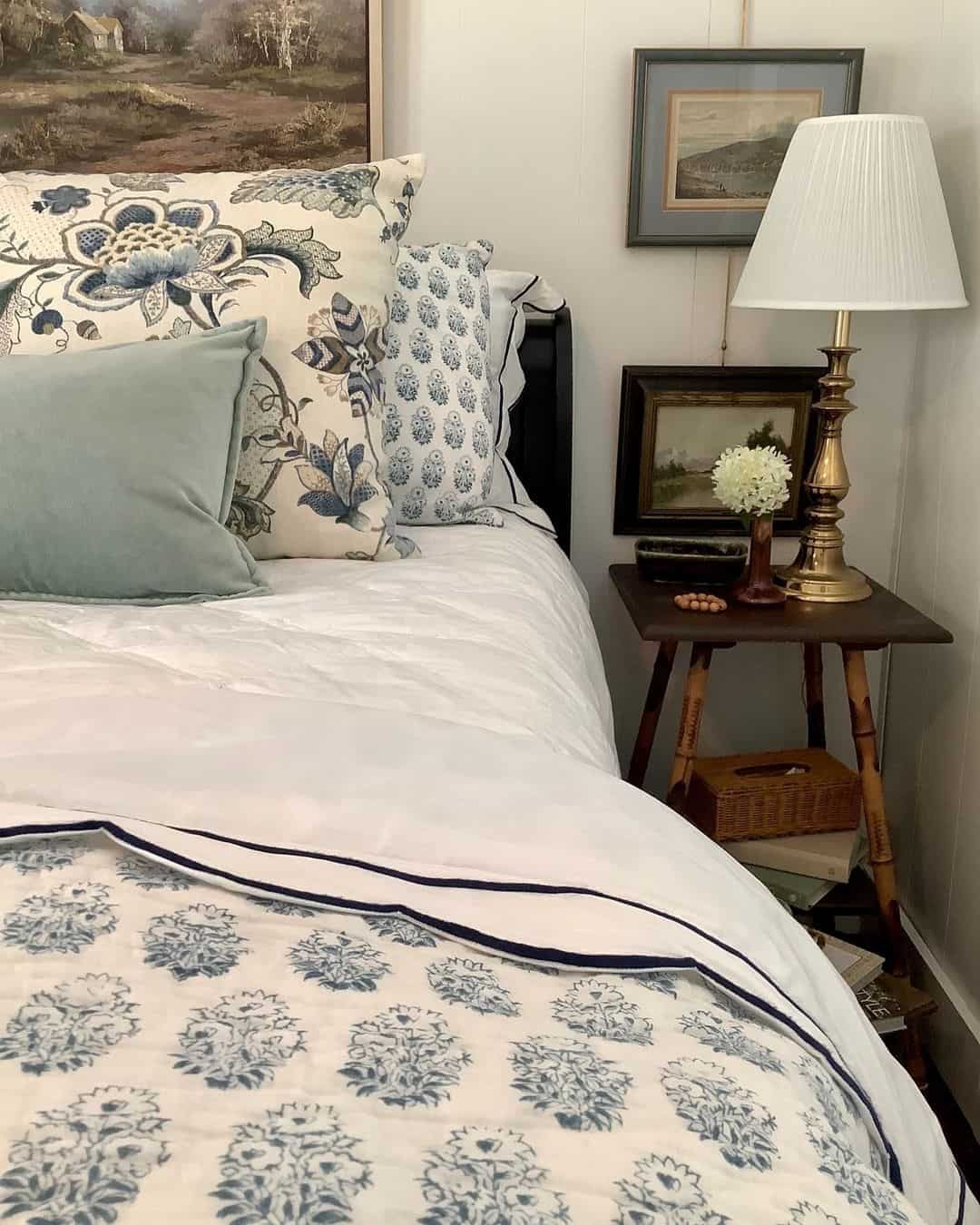 Layered Landscape Art Adds Depth Above the Bed