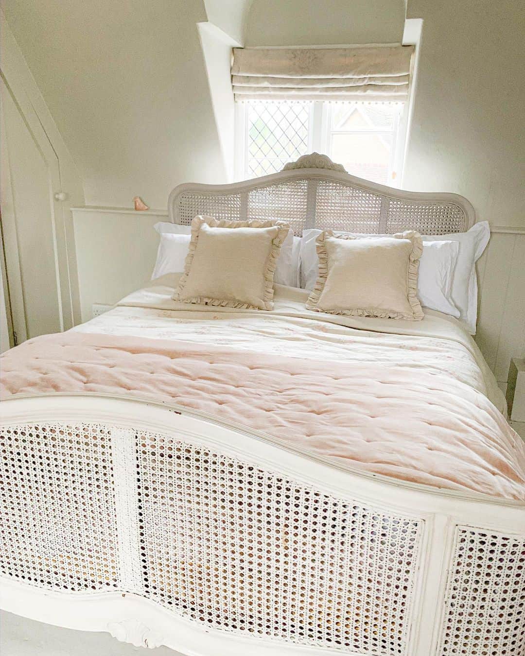 Cane Headboard and Footboard Add Airy Texture