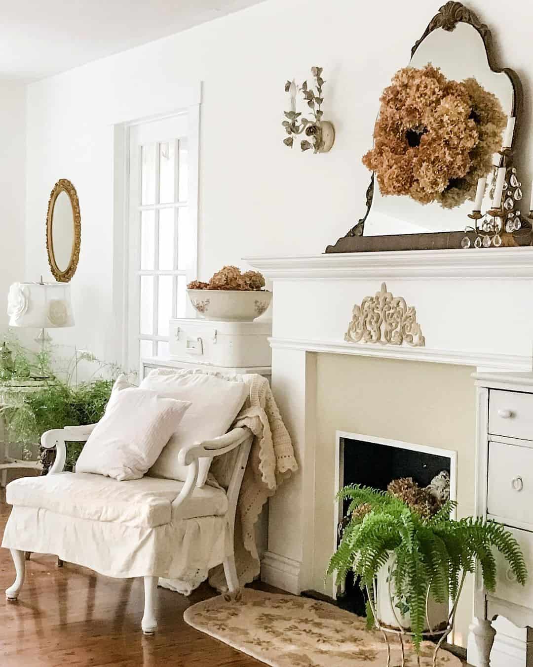 Frame Your Fireplace with Dried Hydrangeas