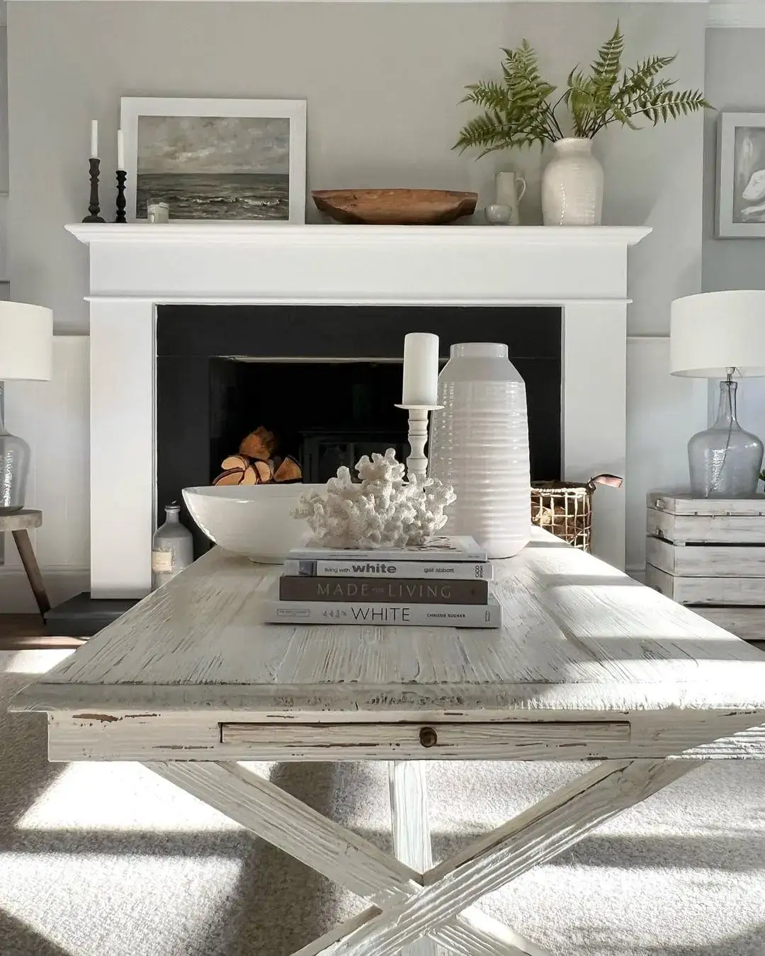 Top Stacked Books with White Coral