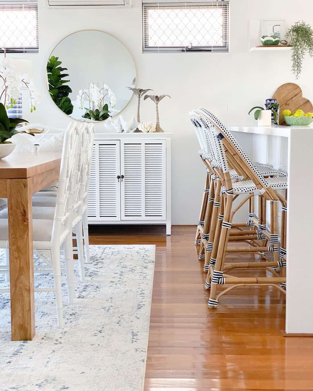 Louvered Cabinet Adds Coastal Charm to Dining Area