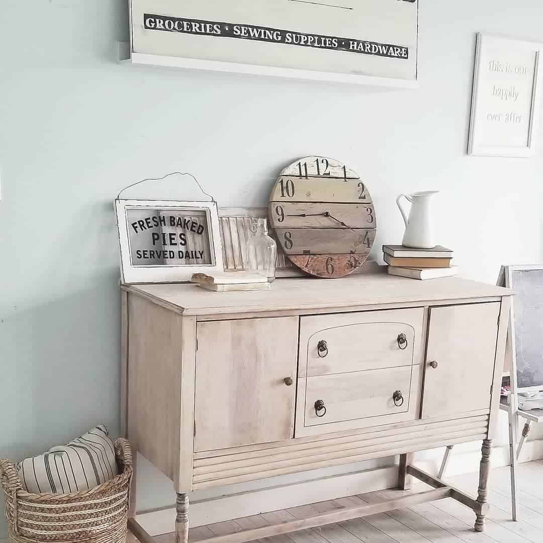 Shabby Chic Clock Adds Rustic Charm to Farmhouse Buffet