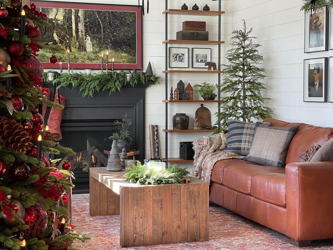Rustic Wood Coffee Table Anchors Cozy Living Room