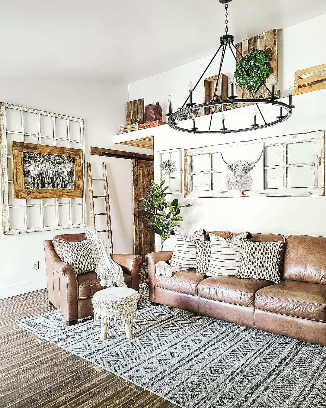 Repurposed Window Panes Frame Artwork and Add Rustic Charm